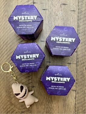 4 Hallmark Nightmare Before Christmas Ornament Blind Boxes & Oogie Boogie Charm